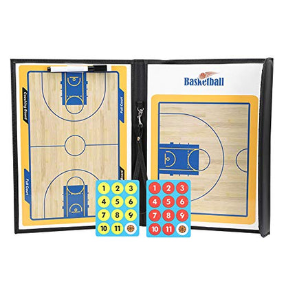 Magnetic Coaching Basketball Board, Colorful Folding Tactics Teaching Display Plate PU Leather Water Proof Training Clipboard for Teaching Instruction