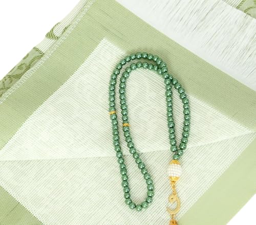 Premium Area Rug for Islamic Prayers - Muslim Prayer Mat and Rug for Men with Arabic Gifts - Traditional Islamic Prayer Rug Islam - سجادة صلاة Included - color: Emerald