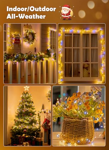 Fairy Lights 배터리 작동, 4팩 총 12.2m(40피트) 480LED 요정 조명, 타이머 포함, 가정 계단 테이블 트리 장식, 아동용 선물, 2가지 색상의 반짝이는 스트링 조명 - color: 웜 & 쿨 화이트 - 4개, size: 4팩
