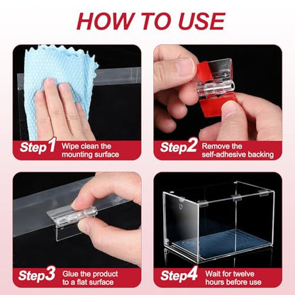 MECCANIXITY Small Acrylic Hinges Plastic Self-Adhesive Clear Hinge 65 x 40mm Continuous Piano Folding Hinges for Aquarium Lid Crafts Display Stand Pack of 2 Transparent - size: 65 x 40mm