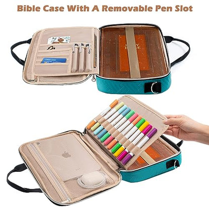 Aplufine Large Bible Case for Women-Bible Covers-Bible Carrying Case-Book Bags and Totes for Women with Detachable Shoulder Strap, Bible Gift