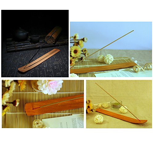 TRENDBOX 30pcs Handmade Plain Wood Wooden Incense Stick Holder Burner Ash Catcher Natural Design Buddhist (Pack of 2) - size: 30 pcs (Pack of 2)