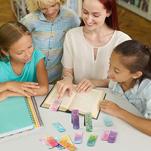 Qeeenar 48 Pcs Bible Verse Magnetic Bookmarks 16 Styles Inspirational Christian Bookmarkers Motivational Encouragement Religious Magnetic Page Clips Presents for Vbs Office Gift Supplies