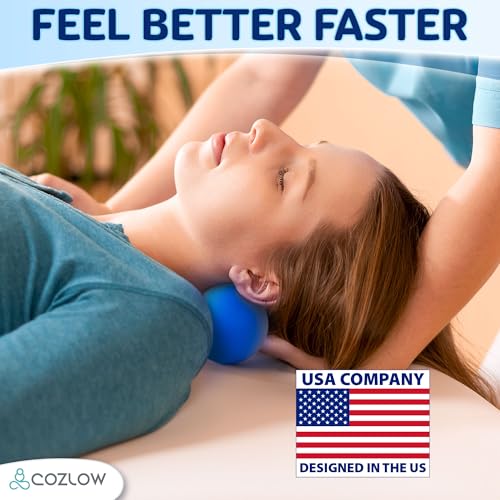 COZLOW Peanut Massage Ball - Deep Tissue Therapy, Pain Relief - Cobalt Blue | Cozlow 5" double lacrosse silicone massage ball, trigger point roller for mobility, acupressure tool for myofascial release - color: Cobalt Blue