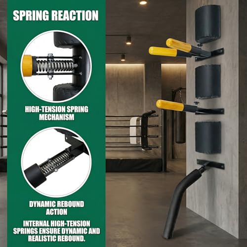 Wing Chun Dummy for Martial Arts Training - Wall Mount & Portable Options - Interchangeable Spring Arms for Martial Arts, Boxing, and Karate Practice (Wall Mounted)