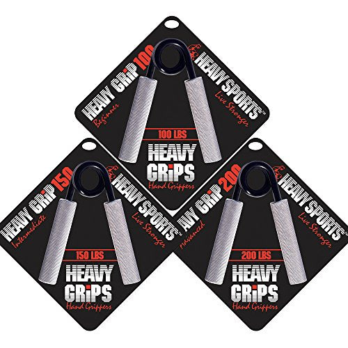 Heavy Grips Hand Grippers - Set of 3 Non-Slip - 100lb, 150lb, 200lb – Effectively Train Your Hand Grip Strength - Targeted Forearm, Wrist & Hand Exercises – Advanced Hand Grip Strengtheners