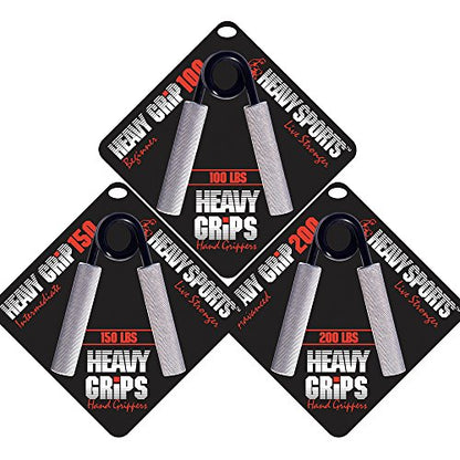 Heavy Grips Hand Grippers - Set of 3 Non-Slip - 100lb, 150lb, 200lb – Effectively Train Your Hand Grip Strength - Targeted Forearm, Wrist & Hand Exercises – Advanced Hand Grip Strengtheners
