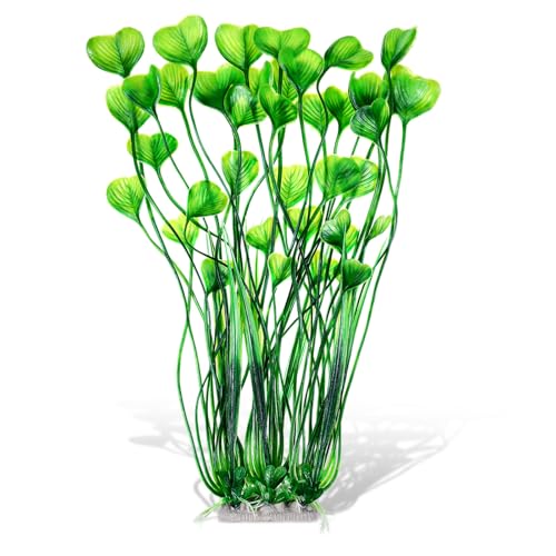 Tall Aquarium Plants 15.35 Inch Plastic Aquarium Plants with Weighted Base | Artificial Green Fish Tank Decor for Fish Tanks Aquascaping, 1 Pack - color: Green
