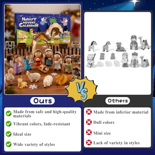 Nativity Advent Calendar 2026-24 Days of Nativity Scene Christmas Countdown Calendar Christian Religious Gifts for Kids Adult Women Men - color: Light Green