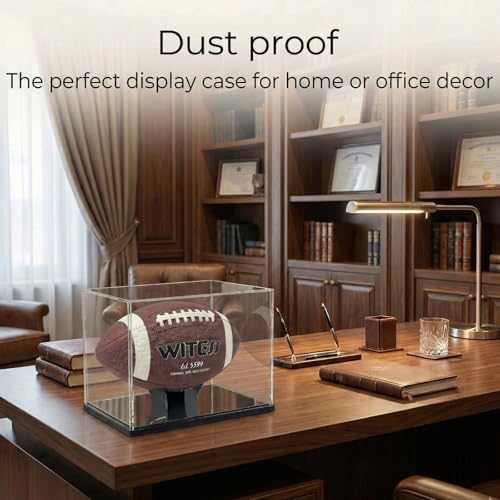 Acrylic Football Display Case with Ball Holder Base – a Memorabilia Showcase Storage Box Designed for Full-Size Football Collectibles. Perfect for Sport Lovers to Display Their Footballs - size: Football
