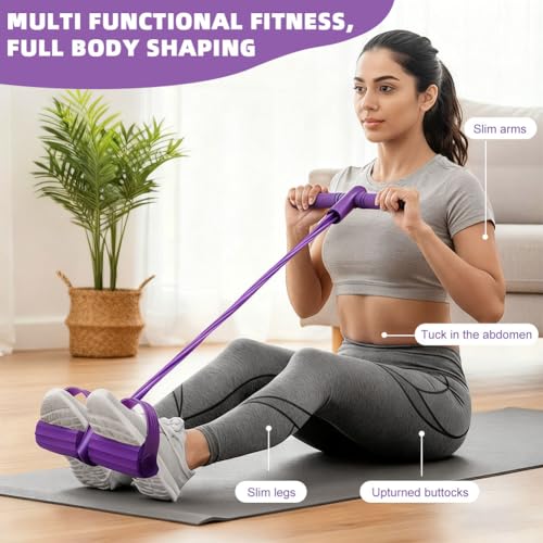21 Fitness Resistance Bands-6 Tube Pedal Ankle Puller, Multifunction Tension Rope, Pedal Resistance Band with Handle Sit Up Exercise Equipment Home Gym Tummy Trainer for Men Women - size: 8 Tube
