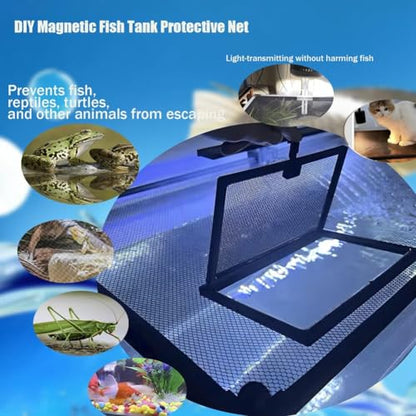 DIY Magnetic Aquarium Lid Fish Tank Hood Top Cover Anti-Jumping Net Cover Mesh to Protect Fish Jumping Out of Fish Tan