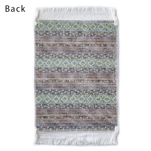 Foldable Muslim Small Prayer Mat for Head Portable Classic Pattern Islamic Small Prayer Rug Salah Carpet Mat with Tassel - color: Blue