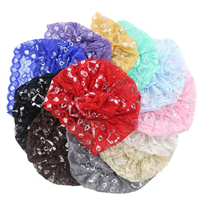 Vpang 5 Pack Womens Muslim Inner Hijab Caps Shiny Lace Head Cover Stretch Beanie Turban Hat Chemo Cap Headwrap Cover - color: Set 3