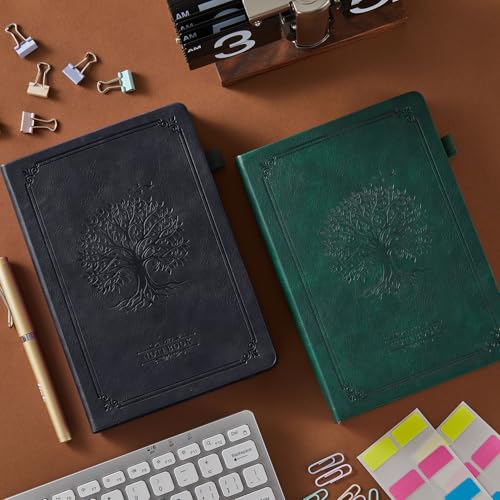 FOCUS DAY Lined Journal Notebook, A5 size (5.7'' X 8.4''), 320 Pages 100GSM Thick Paper, Leather Hardcover, for Women Men, Writing, Note Taking, Personal Diary, Travel Journal - color: 12.black, size: A5