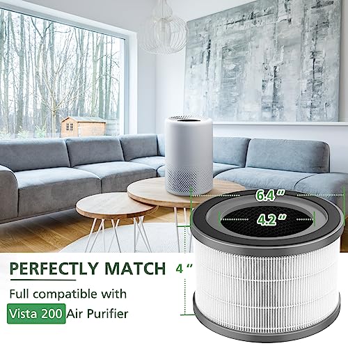 2 Pack Vista 200 Replacement Filt-er for LEVOIT Vista 200 Air Purifi-er | 3-in-1 Multi-layer Main Filt-er Replacement, Fit Part No.Vista 200-RF
