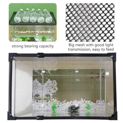 Magnetic Fish Tank Cover Net Aquarium Lid Mesh Top Hood Cut to Any Size Ventilation Transparency Anti-Jumping Aquarium Cover (39"X19") - color: Grey