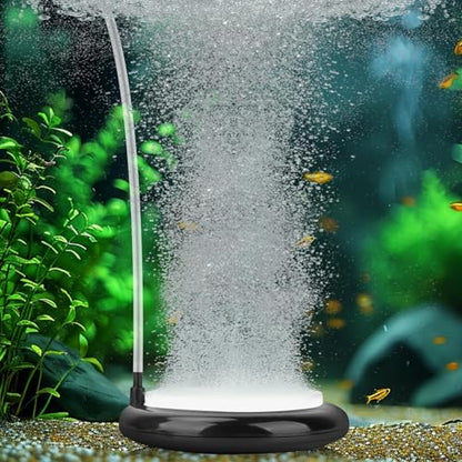 hygger Aquarium Air Stone Kit, Fish Tank Bubbler, Nano Furnace Flue Round Air Stone Disk Set for Hydroponics, Small Bubbles, Ultra-High Dissolved Oxygen Diffuser (4 Inch) - color: Black, size: 4 Inch