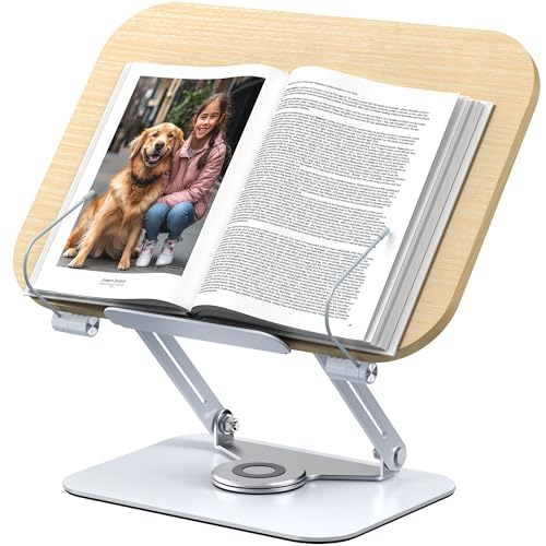 MOKURU Book Stand for Reading, 360° Adjustable Book Holder, Foldable Book Holder Stand, Cookbook Stand, Textbook Stand, Bible Stand, Hands Rree Book Stand, Laptop Stand, Tablet Stand - color: White