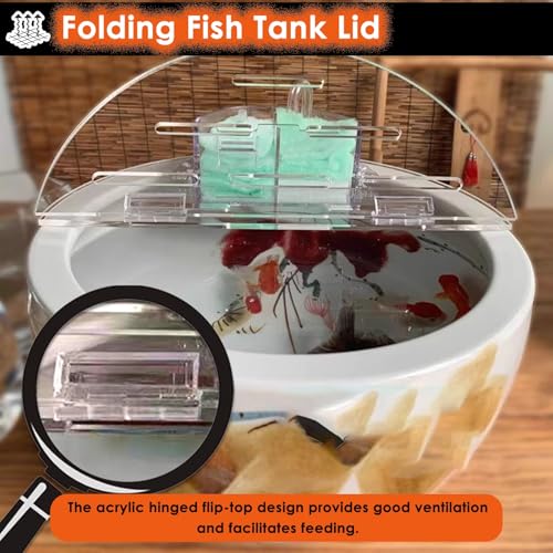 Customizable Acrylic Fish Tank Cover with Anti-Jump Flip-Top Lid, Cat-Proof Design, Vent Port for Optimal Airflow, Ideal Aquarium Accessory for Pet Owners - size: 45cm/18in