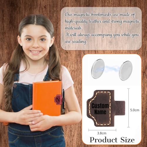 Personlized Magnetic Leather Bookmarks with Pen Holder, Customized Book Marks Clip 26 Letters Bookmark for Reading Women, Men, Cute Initials Book Markers for Book Lovers (Style1) : Office Products