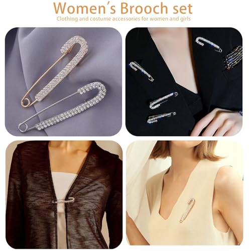 6PCS Artificial Pearl Brooch Pins for Women Clothes Scarf Cardigan Shawl Decorative Pin Shirt Sweater Clips ，Retro Sweater Shawl Clips Faux Crystal Girls Costume Accessory