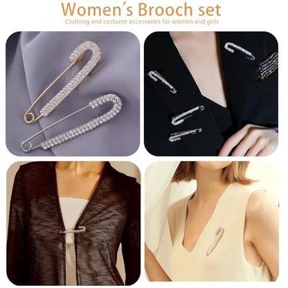 6PCS Artificial Pearl Brooch Pins for Women Clothes Scarf Cardigan Shawl Decorative Pin Shirt Sweater Clips ，Retro Sweater Shawl Clips Faux Crystal Girls Costume Accessory