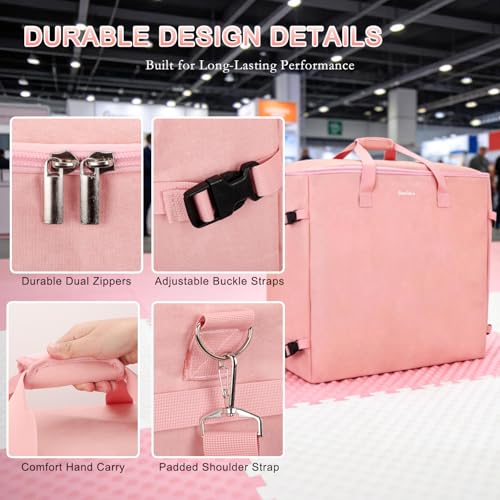 Foam Mat Storage Bag for 24" Interlocking EVA Foam Mats, Portable Carry Bag | Fits Foam Floor Tiles, Holds 20–25 Mats for Trade Shows & Exercise with Side Buckles & Adjustable Shoulder Strap, Bag Only