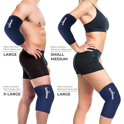 IceSleeve Elbow & Knee Ice Pack Wrap, Cold & Heat Therapy, Blue XL, 1 Pack | Reusable flexible gel ice pack for knee injuries, eases tennis elbow, golfers elbow, knee injuries, worn on skin or clothing