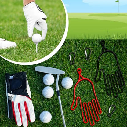 Simgoing 6 Pcs Golf Gloves Holder with 6 Metal Hanging Hooks Golf Gloves Stretcher Support Keeper Drying Rack Tool Accessories Men Women Golfer - color: Red,White,Black