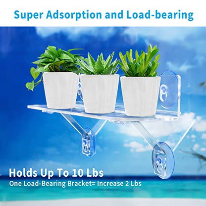 2 Pack 15 Inch Suction Cup Shelf for Plants Window - 5IN Extra Wide with Load-Bearing Brackets Window Shelf for Plants, Acrylic Window Sill Extender for Growing Herbs, Micro Vegetables, Succulents - size: 15 IN * 6 IN * 2.8-2PC