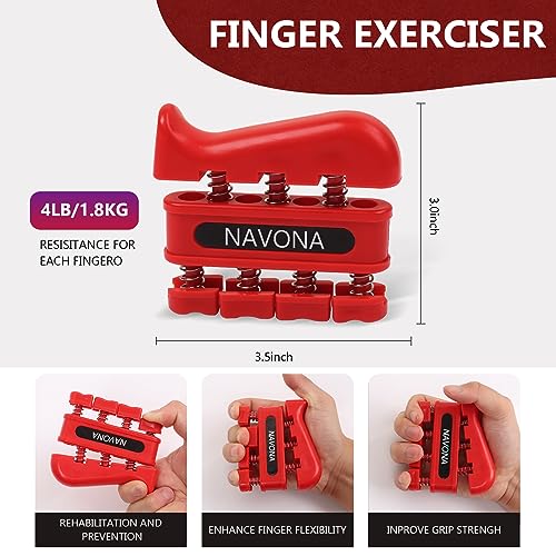 13 PCS Grip Strength Trainer Kit, Hand Gripper Strengthener, Forearm Strengthener, Finger Strengthener, Finger Exerciser, Stress Relief Ball - color: Red