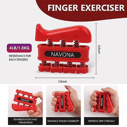 13 PCS Grip Strength Trainer Kit, Hand Gripper Strengthener, Forearm Strengthener, Finger Strengthener, Finger Exerciser, Stress Relief Ball - color: Red