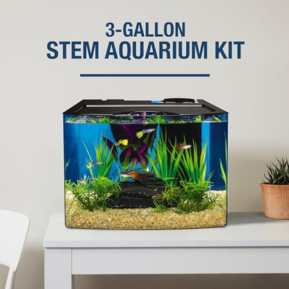 Tetra Crescent STEM Aquarium Kit 3 Gallons, Curved-Front Fish Tank with LEDs and STEM Activity Guide
