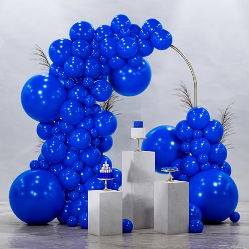 PartyWoo Royal Blue Balloons 145pcs Different Sizes Pack of 18 12 10 5 Inch Dark Blue Balloon Arch Kit for Baby Shower Gender Reveal Graduation Under The Sea Birthday Party Decorations Blue-Y59 - color: Blue-y59