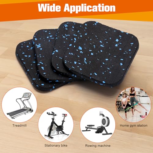 4Pcs Treadmill Mats, Coolrunner High Density Equipment Pads Noise Reduction | For Floor Protection, Washing Machine Pads, Anti Vibration Rubber mats for Stationery Bike, Rowing Machine, Home Gym Station