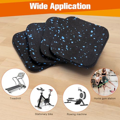 4Pcs Treadmill Mats, Coolrunner High Density Equipment Pads Noise Reduction | For Floor Protection, Washing Machine Pads, Anti Vibration Rubber mats for Stationery Bike, Rowing Machine, Home Gym Station