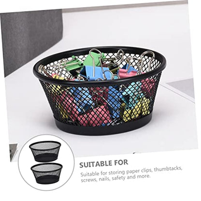 2Pcs Paper Clip Mesh Dispenser Multi-functional Organizer for Office Desk Adjustable Storage Container Lid Suitable for Home and School Use