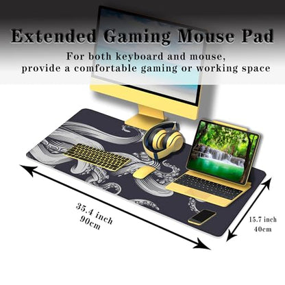 Game Mat Black Gaming Mouse Pad Extra Large Mouse Pads Computer Desk Accessories for Men Computer Mats Mousepad XXL Non-Slip Rubber Base 35.4 X 15.7 for Game Office, Octopus - color: Octopus