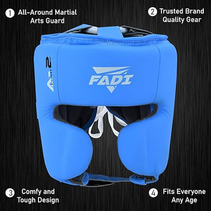 Authentic Series A2 Boxing Headgear - Premium Leather Head Guard for Kids and Adults in MMA, Kickboxing, Muay Thai, Karate, Martial Arts, and Taekwondo - color: Blue, size: Small-Medium