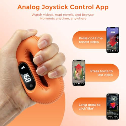Smart Grip Strength Trainer with Bluetooth APP - Squeeze to Play Games & Scroll Video Hands-Free, Soft Silicone, Portable Hand Exercise for Strength, Stress Relief & Rehab (Orange, 40 LB)