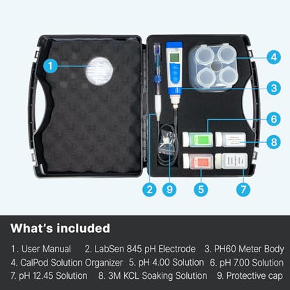 Apera Instruments PH60-SA Handheld pH Meter Tester Kit with LabSen 845 ATC pH Electrode for Lab-Grade pH Measurement in Strong Alkaline or High Salinity Water Solutions - style: For Strong Alkaline Solutions