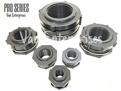 1.25" PRO Series PVC Bulkhead Fitting Adapter for Rain Barrels, Aquariums, Water Tanks, Ponds - size: 1.25 Inch