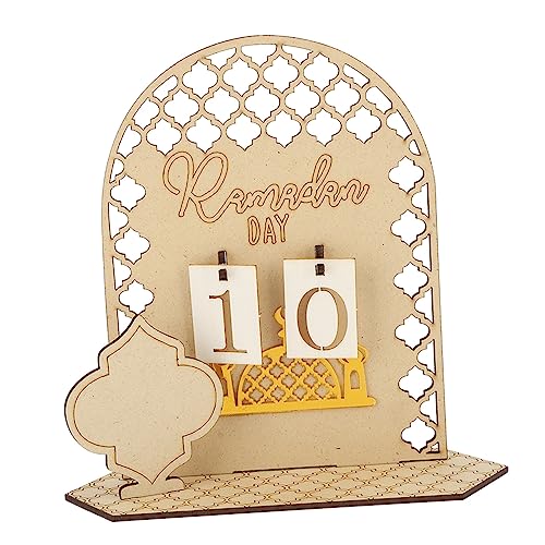 Ramadan Countdown Calendar, Wooden Decorative Ornament DIY Eid Calendar with Islamic Traditional Icons, for Home Party Holiday Gift (Type C) - size: Type C