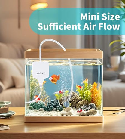 Aquarium Air Pump Mini Fish air Pump Super Quiet Fish Bowl air Pump for Up to 10 Gallon Fish Tank 1.5 Watts 310ml/min - color: White Square-Basic Kit