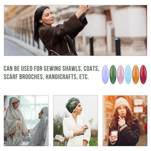 32 Pcs Scarf Safety Pins,Colorful Hijab Pins,Plastic Hijab Clip Bulk,Fashion Brooches and Pins for Women(21 Colors)