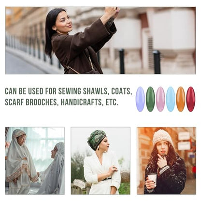 32 Pcs Scarf Safety Pins,Colorful Hijab Pins,Plastic Hijab Clip Bulk,Fashion Brooches and Pins for Women(21 Colors)