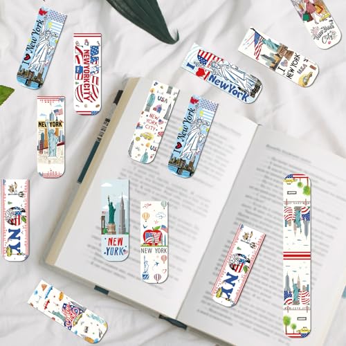 New York Magnetic Bookmark Gifts - Wxiben 48PCS City Travel Magnetic Bookmarks NYC Book Marks Magnets USA City Page Marker Clip for Women Book Lovers Traveler Students Teacher New York Souvenirs Gift - style: New York