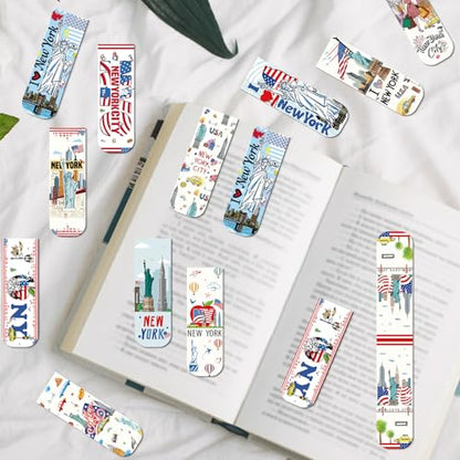 New York Magnetic Bookmark Gifts - Wxiben 48PCS City Travel Magnetic Bookmarks NYC Book Marks Magnets USA City Page Marker Clip for Women Book Lovers Traveler Students Teacher New York Souvenirs Gift - style: New York