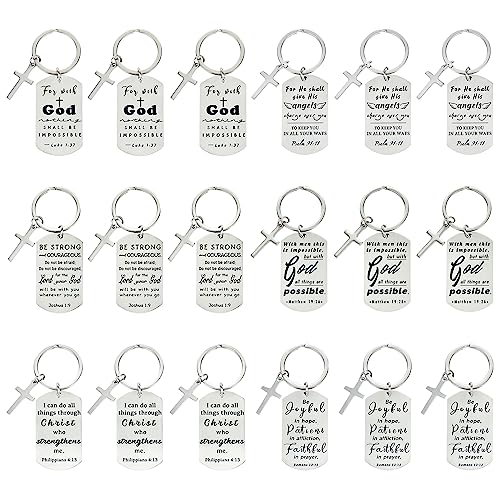kilofly Christian Inspirational Bible Verse Keychain Gift Cross Charm - style: Faith-silver-18